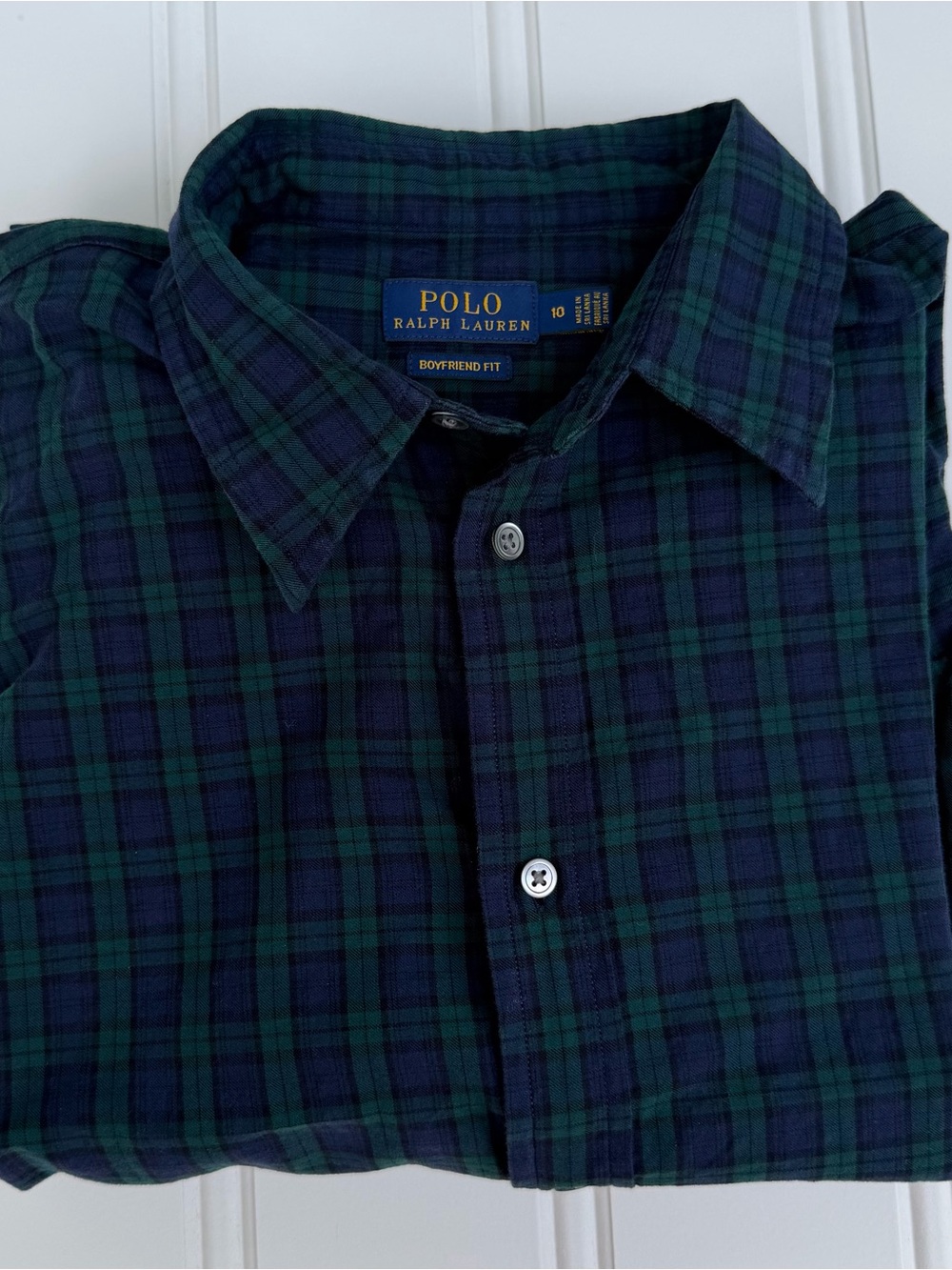 Ralph Lauren Blue and Green Plaid Long-Sleeve Button-Down Shirt